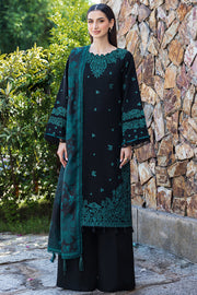 Farasha Embroidered Khaddar Unstitched 3Pc Suit - Sepia