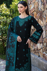 Farasha Embroidered Khaddar Unstitched 3Pc Suit - Sepia
