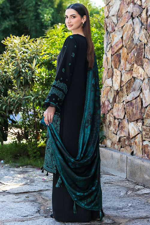 Farasha Embroidered Khaddar Unstitched 3Pc Suit - Sepia