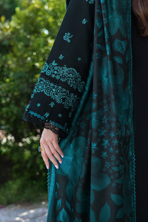 Farasha Embroidered Khaddar Unstitched 3Pc Suit - Sepia