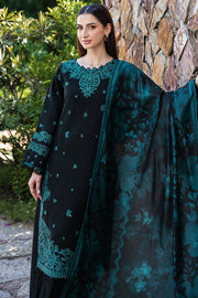 Farasha Embroidered Khaddar Unstitched 3Pc Suit - Sepia