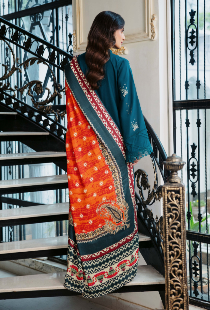 Humdum Serene Embroidered Wool Unstitched 3Pc Suit D-01