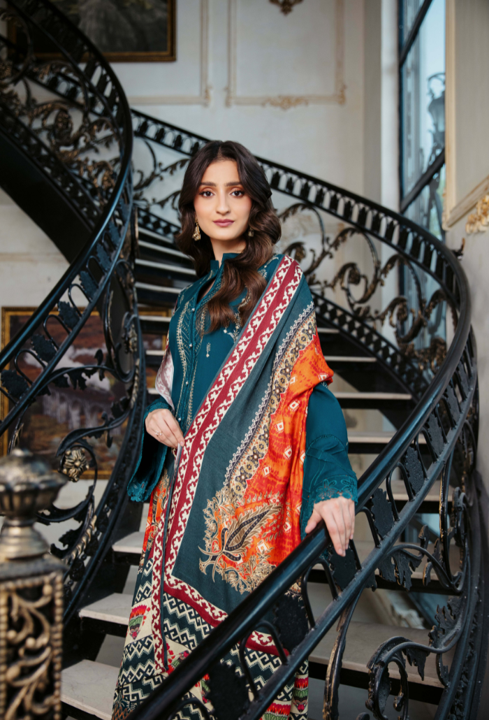 Humdum Serene Embroidered Wool Unstitched 3Pc Suit D-01