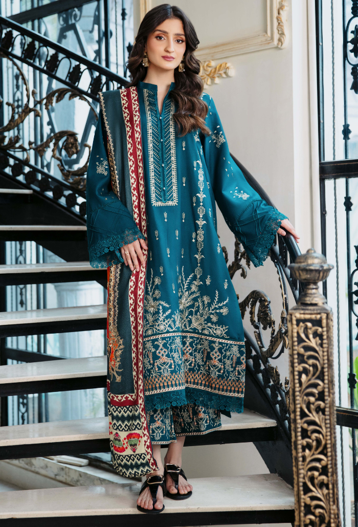 Humdum Serene Embroidered Wool Unstitched 3Pc Suit D-01