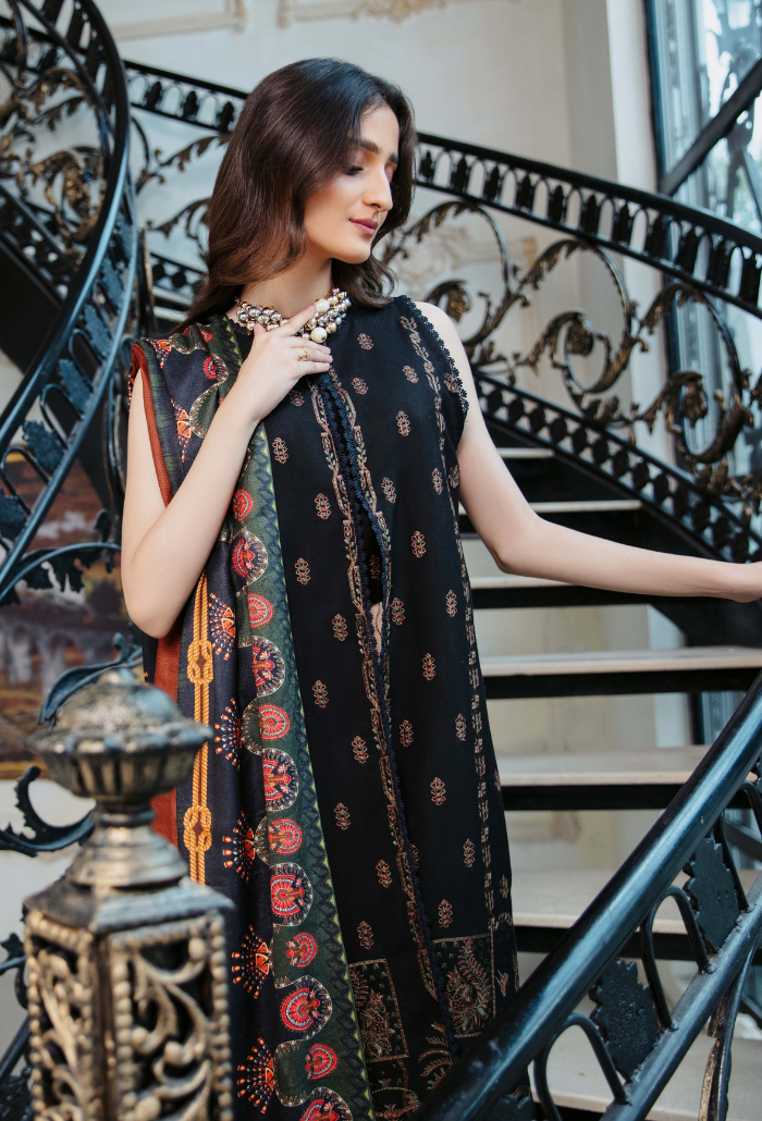 Humdum Serene Embroidered Wool Unstitched 3Pc Suit D-03