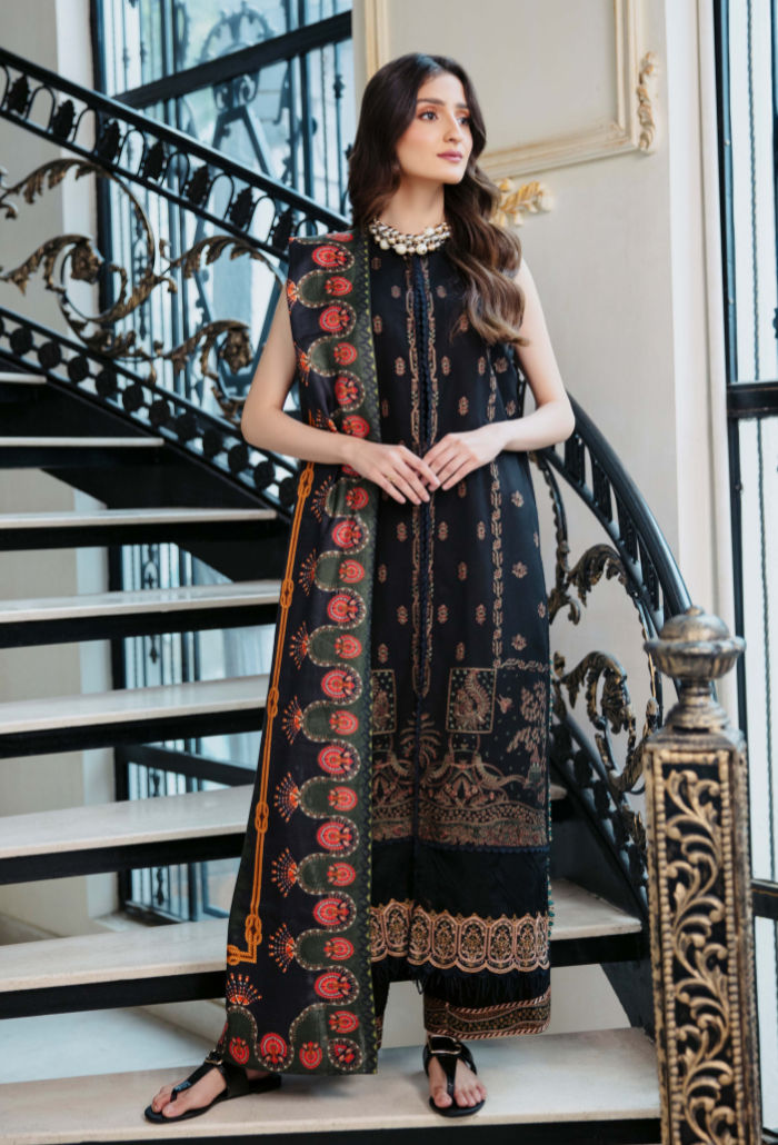 Humdum Serene Embroidered Wool Unstitched 3Pc Suit D-03
