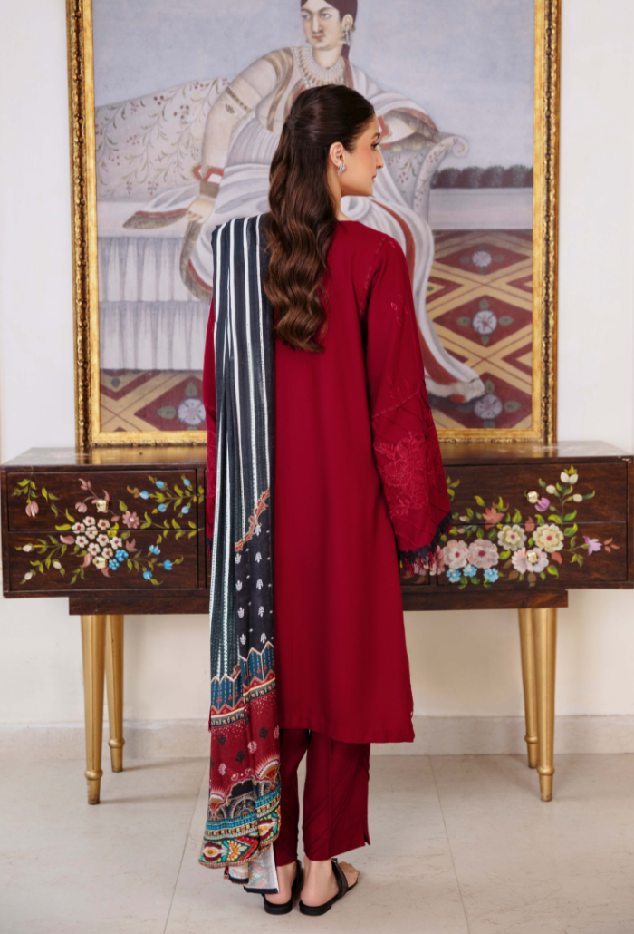 Humdum Serene Embroidered Wool Unstitched 3Pc Suit D-05