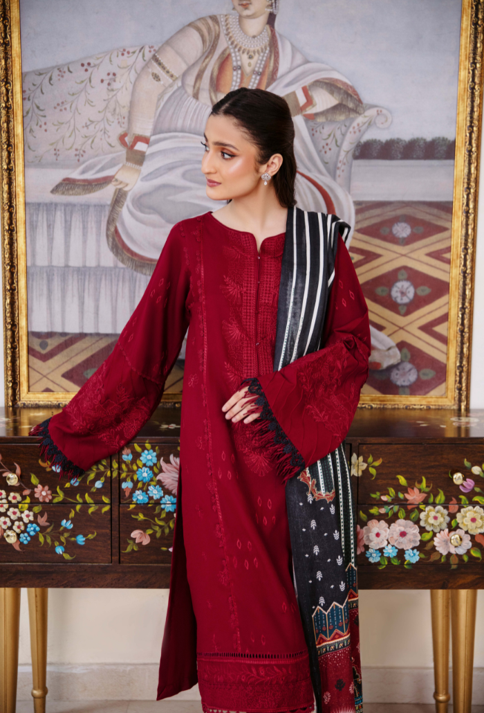Humdum Serene Embroidered Wool Unstitched 3Pc Suit D-05
