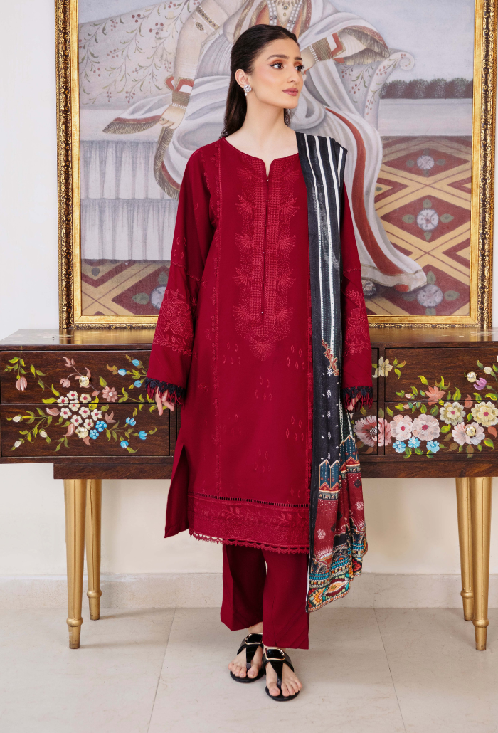 Humdum Serene Embroidered Wool Unstitched 3Pc Suit D-05