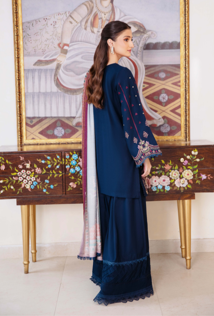 Humdum Serene Embroidered Wool Unstitched 3Pc Suit D-06