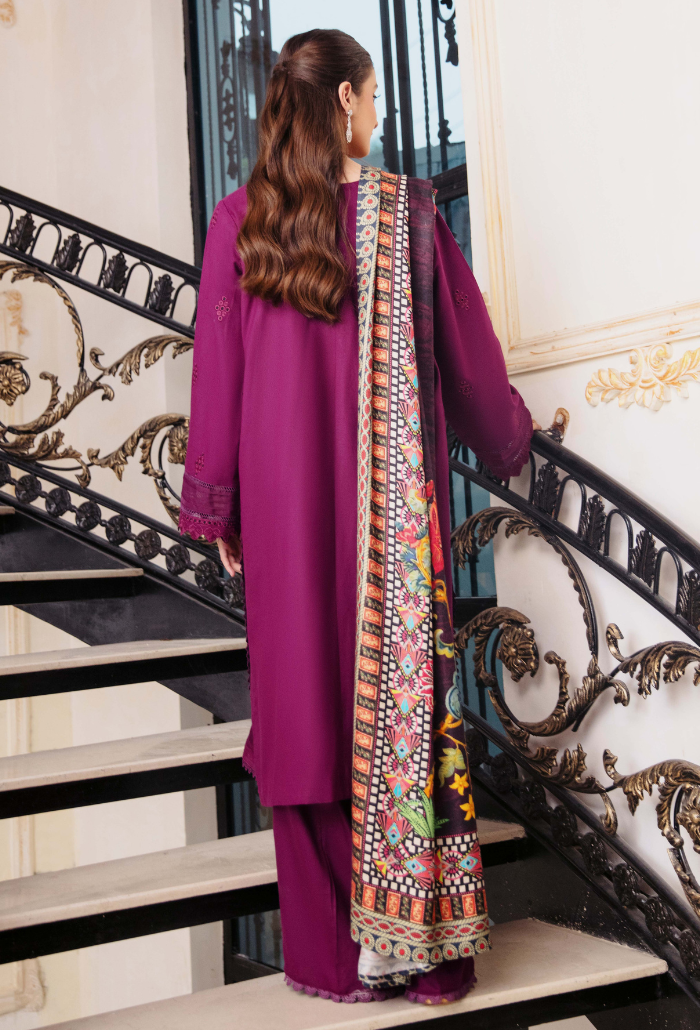 Humdum Serene Embroidered Wool Unstitched 3Pc Suit D-07