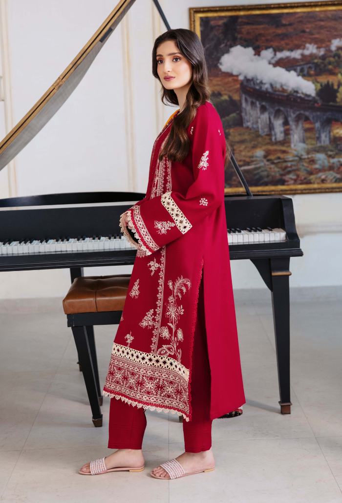 Humdum Serene Embroidered Wool Unstitched 3Pc Suit D-10