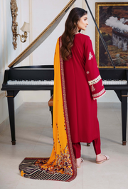 Humdum Serene Embroidered Wool Unstitched 3Pc Suit D-10
