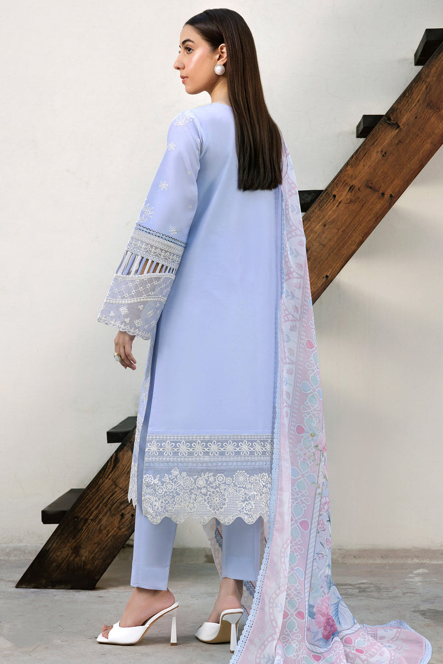 Farasha Summer Weaves Embroidered Lawn Unstitched 3Pc Suit - Serene Blue