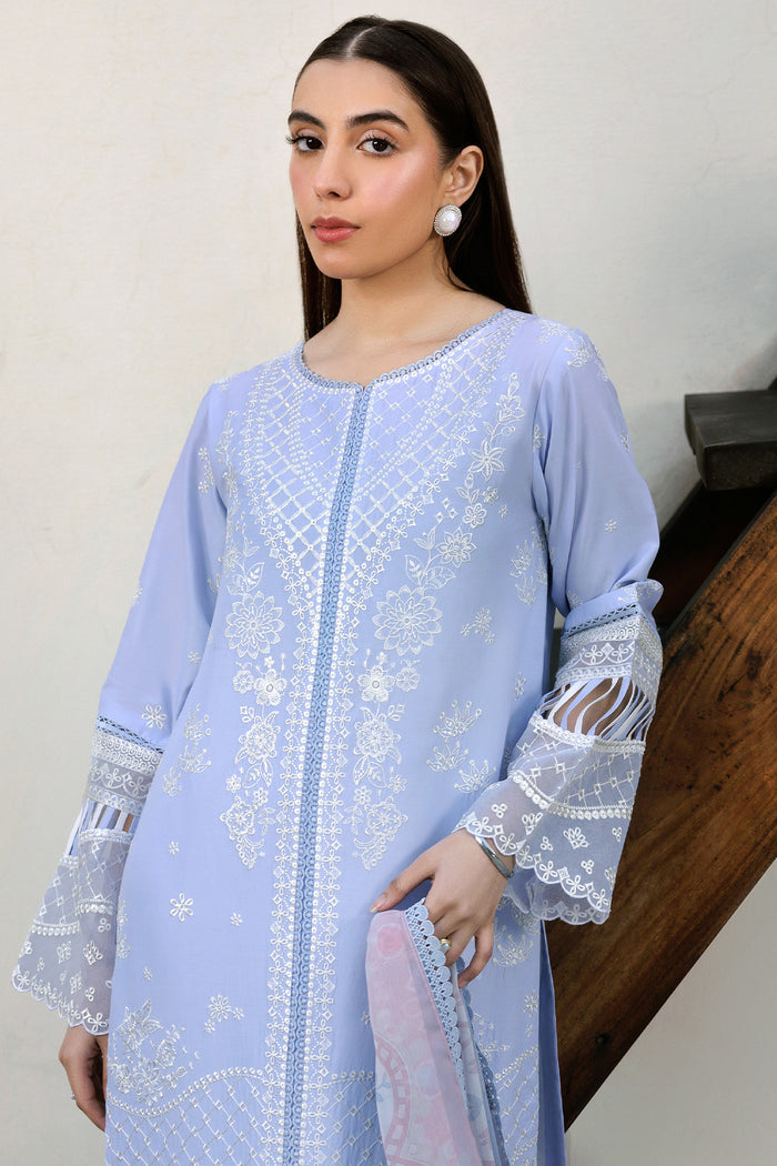 Farasha Summer Weaves Embroidered Lawn Unstitched 3Pc Suit - Serene Blue