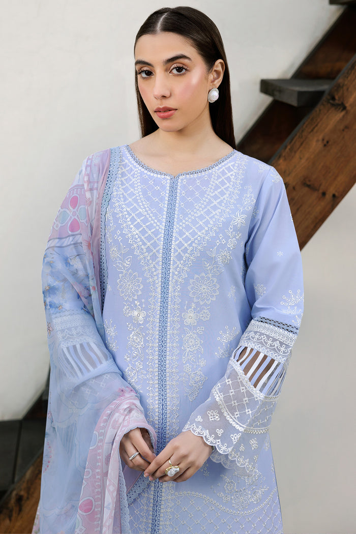 Farasha Summer Weaves Embroidered Lawn Unstitched 3Pc Suit - Serene Blue