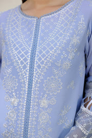 Farasha Summer Weaves Embroidered Lawn Unstitched 3Pc Suit - Serene Blue