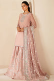 Farasha Luxury Embroidered Chiffon Unstitched 3Pc Suit - Serene Petal