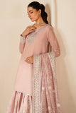Farasha Luxury Embroidered Chiffon Unstitched 3Pc Suit - Serene Petal