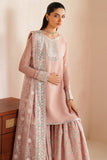 Farasha Luxury Embroidered Chiffon Unstitched 3Pc Suit - Serene Petal