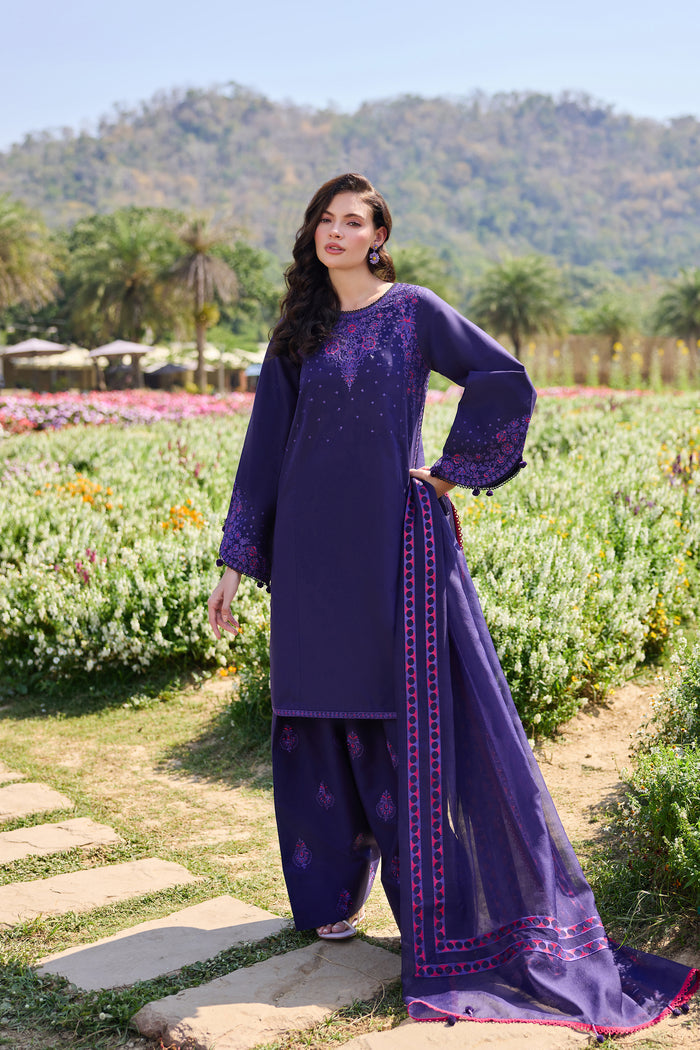 Farasha Summer Weaves Embroidered Lawn Unstitched 3Pc Suit - Serene Sky
