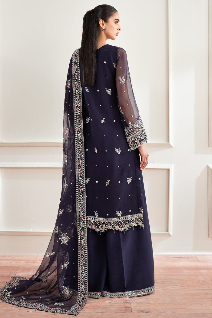Farasha Essence Embroidered Chiffon Unstitched 3Pc Suit - Serene Wave