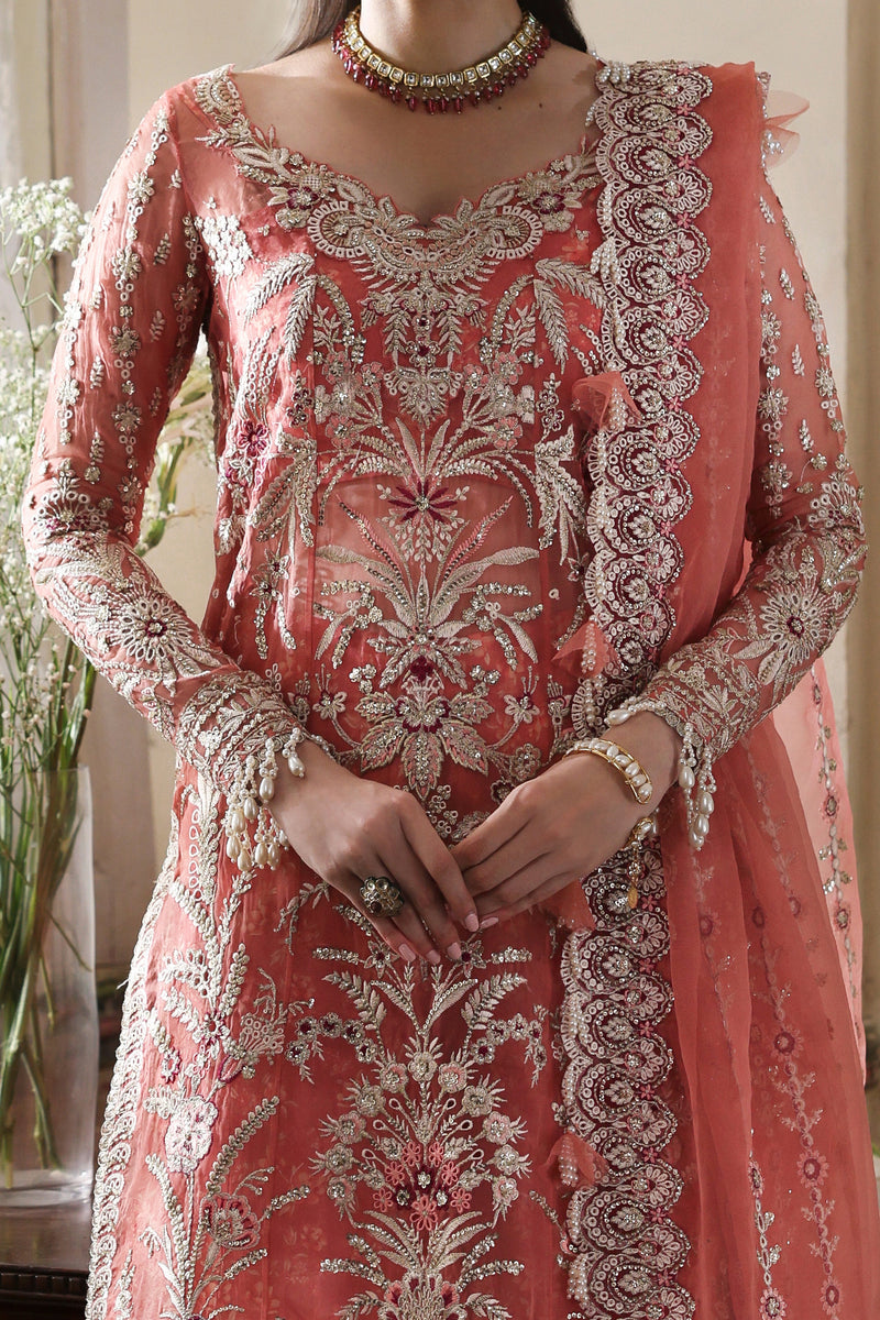Afrozeh Dastangoi Embroidered Organza Unstitched 3Pc Suit AWS-08 SERENIGHT