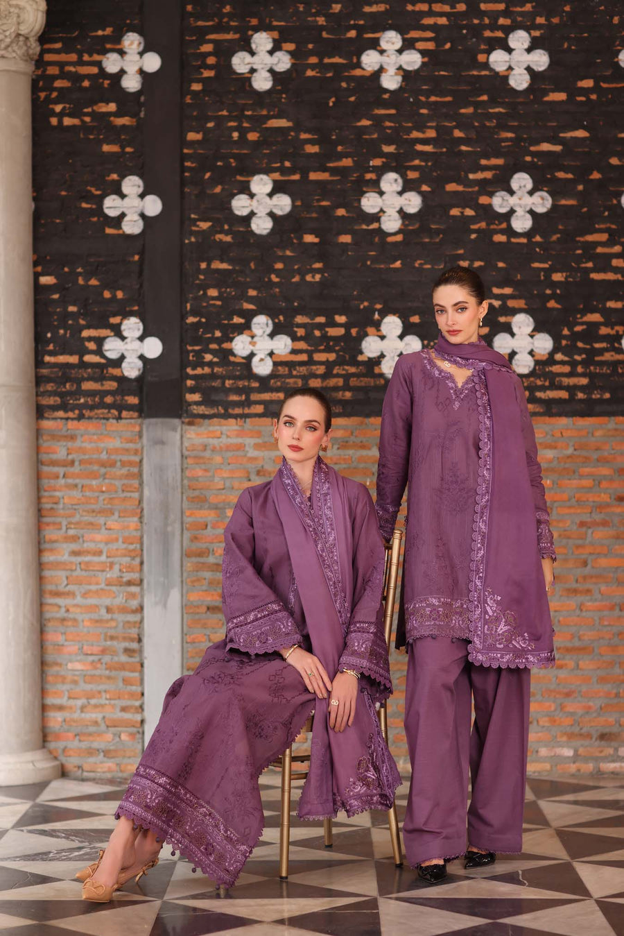 Noor by Saadia Asad Embroidered Khaddar Unstitched 3Pc Suit D-06 Serenity