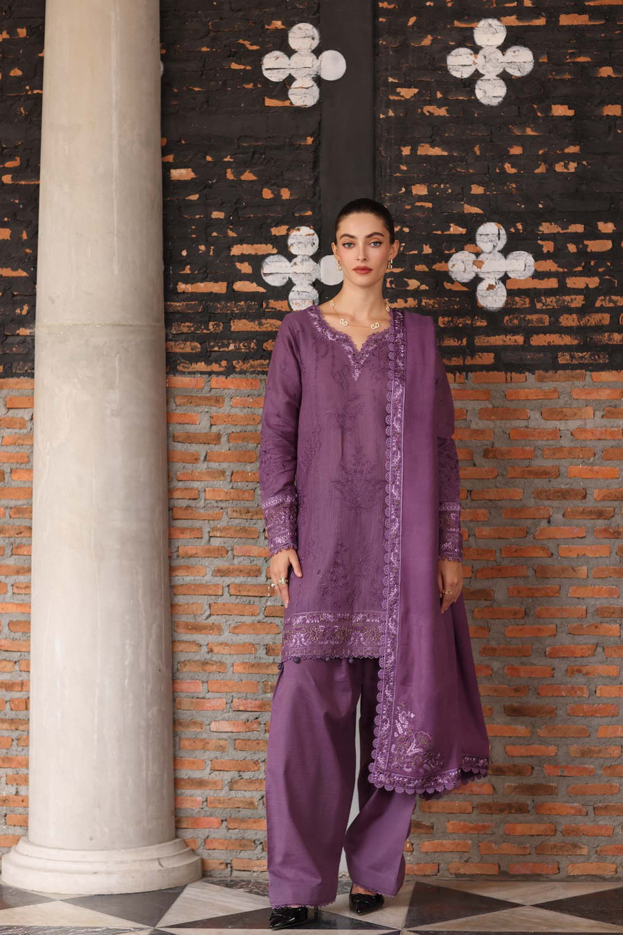 Noor by Saadia Asad Embroidered Khaddar Unstitched 3Pc Suit D-06 Serenity