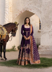 Hussain Rehar Festive Embroidered Korean Raw Silk Unstitched 3Pc Suit - SHABNAM