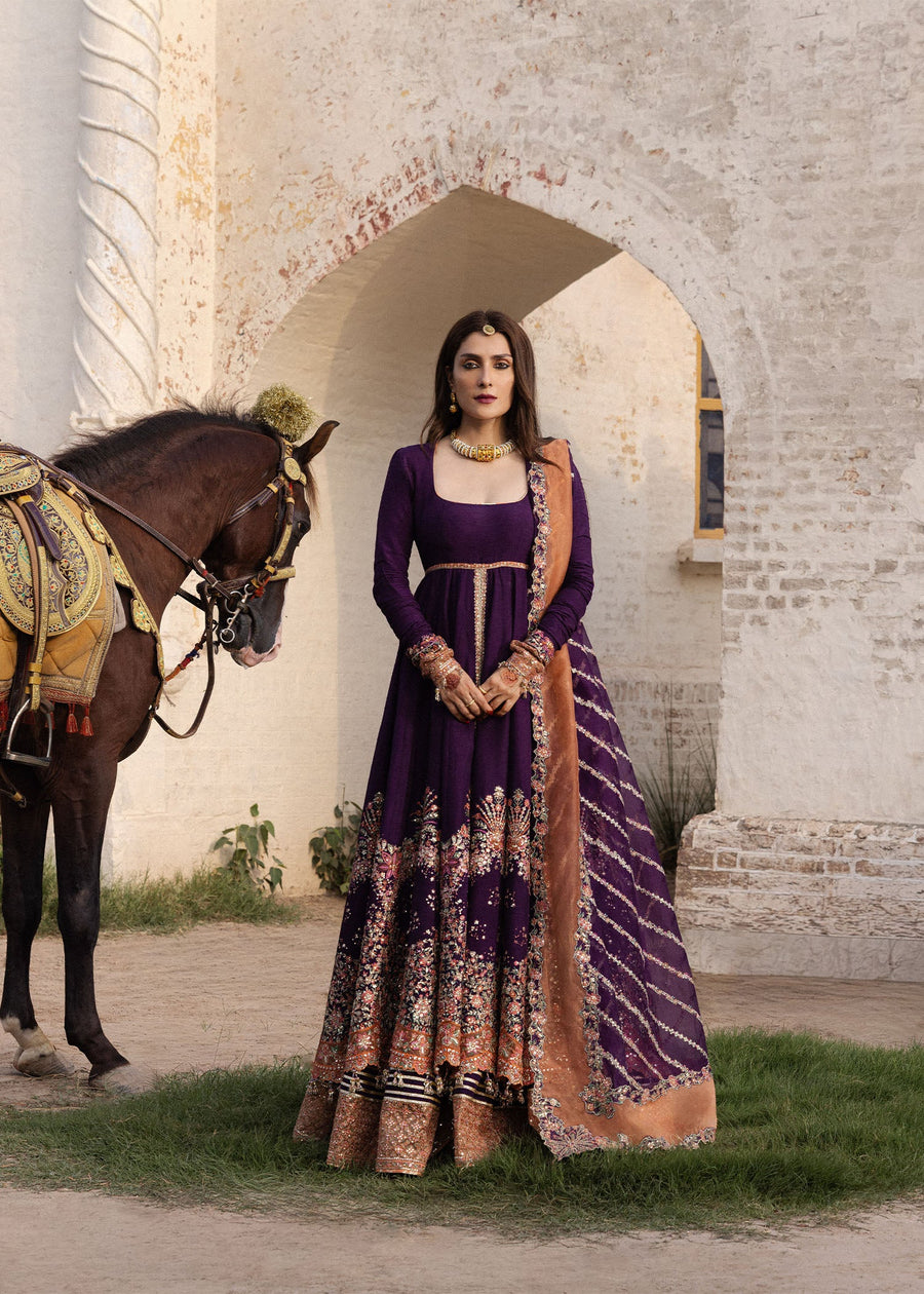 Hussain Rehar Festive Embroidered Korean Raw Silk Unstitched 3Pc Suit - SHABNAM