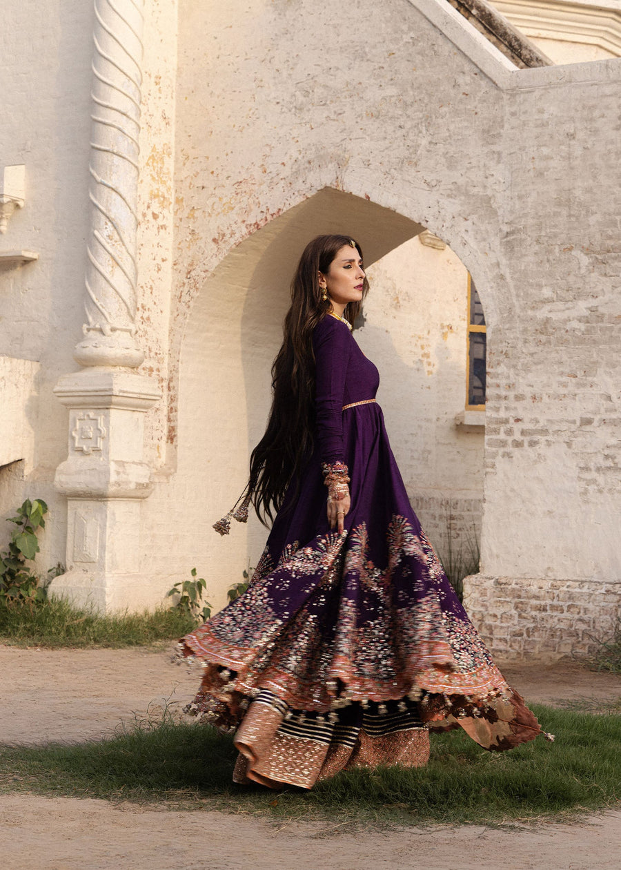 Hussain Rehar Festive Embroidered Korean Raw Silk Unstitched 3Pc Suit - SHABNAM