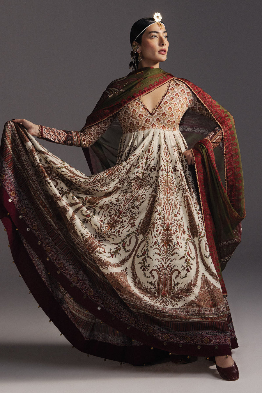 Zara Shahjahan Anarkali Embroidered Lawn Unstitched 3Pc Suit D-03 SHAHKAR
