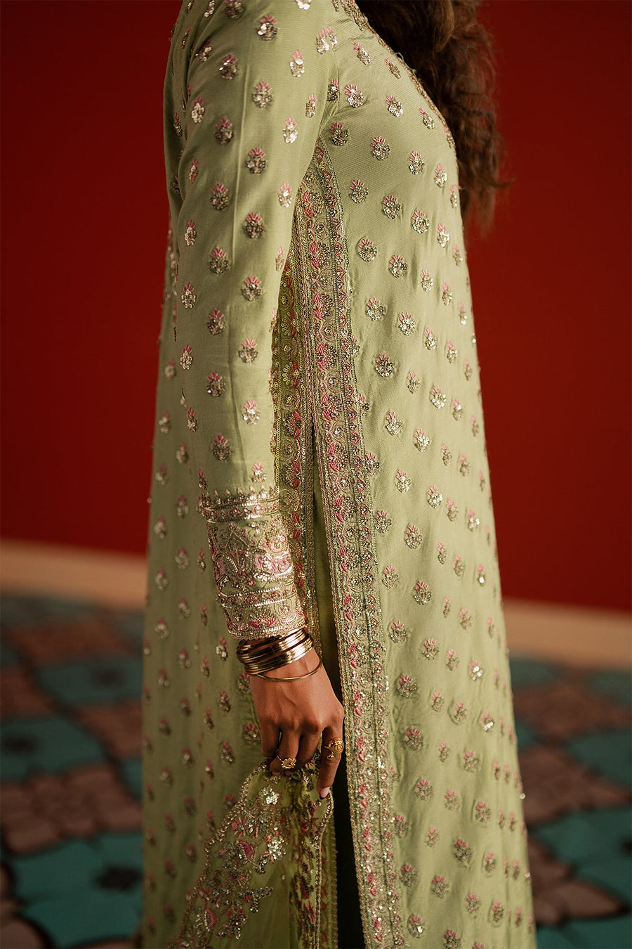 Afrozeh Divani Embroidered Raw Silk Unstitched 3Pc Suit AS-25-05 SHAHWAR
