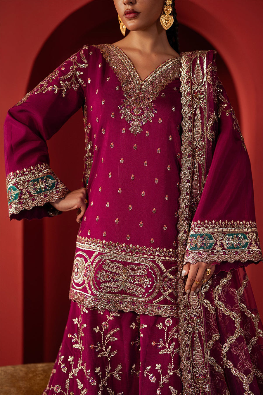 Afrozeh Divani Embroidered Raw Silk Unstitched 3Pc Suit AS-25-09 SHAMAL