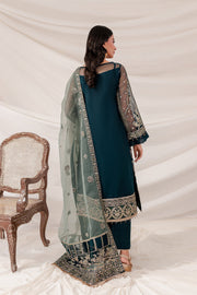 Farasha Lumiere Luxury Embroidered Organza Unstitched 3Pc Suit - Shamrock