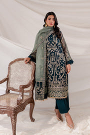 Farasha Lumiere Luxury Embroidered Organza Unstitched 3Pc Suit - Shamrock