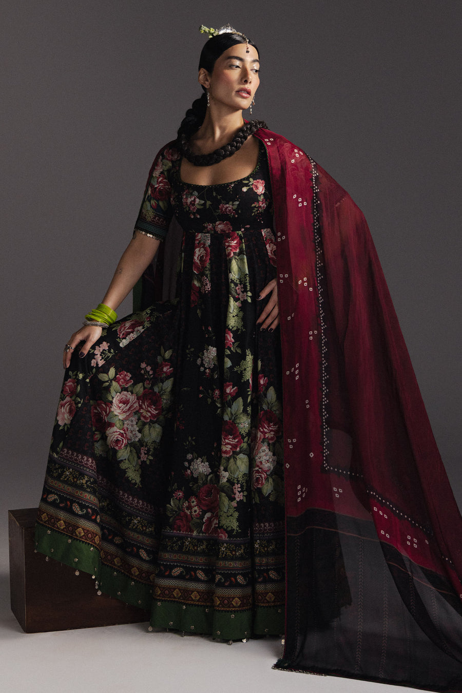 Zara Shahjahan Anarkali Embroidered Lawn Unstitched 3Pc Suit D-05 SHEHZADI
