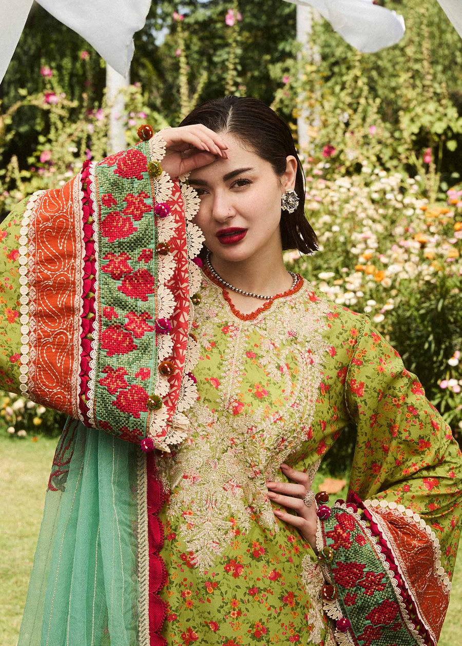 Hussain Rehar Embroidered Luxury Lawn Unstitched 3Pc Suit D-07 SHEIN