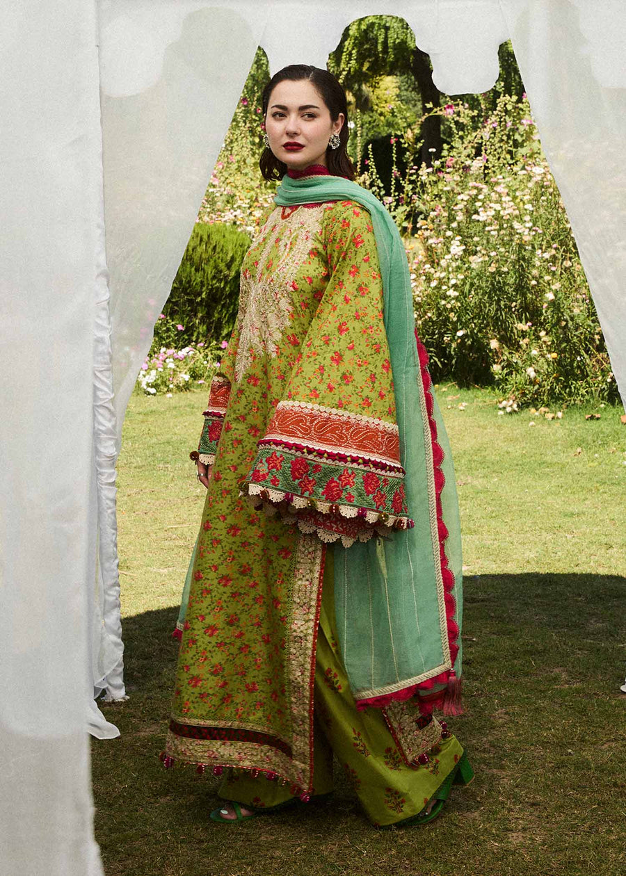 Hussain Rehar Embroidered Luxury Lawn Unstitched 3Pc Suit D-07 SHEIN