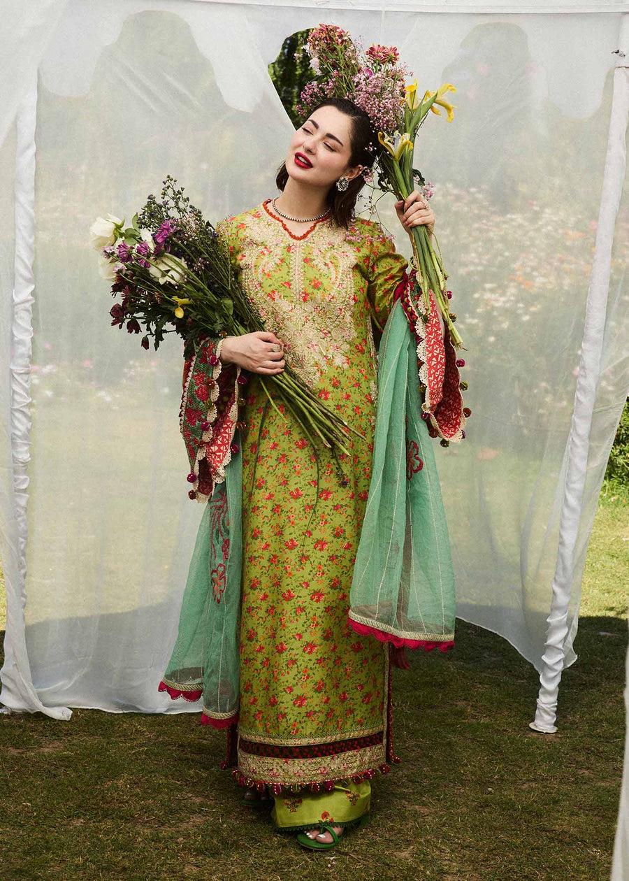 Hussain Rehar Embroidered Luxury Lawn Unstitched 3Pc Suit D-07 SHEIN