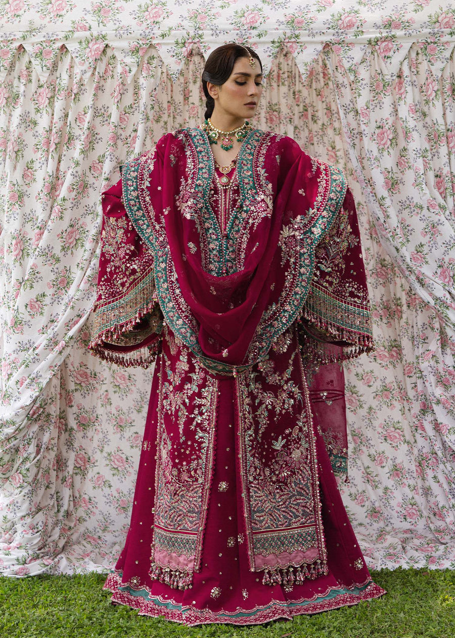 Hussain Rehar Festive Embroidered Korean Raw Silk Unstitched 3Pc Suit - SHER BANO
