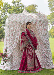 Hussain Rehar Festive Embroidered Korean Raw Silk Unstitched 3Pc Suit - SHER BANO