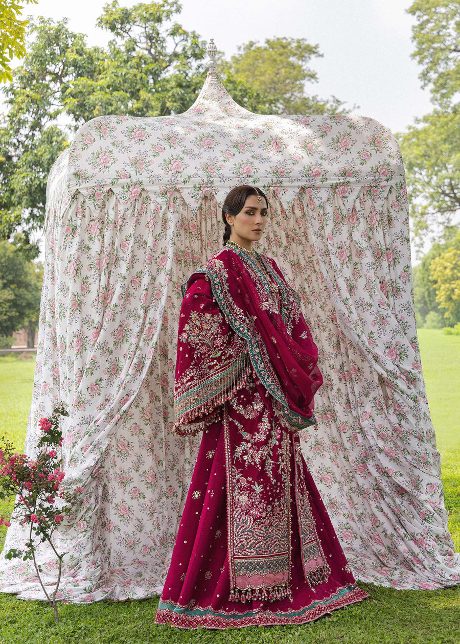 Hussain Rehar Festive Embroidered Korean Raw Silk Unstitched 3Pc Suit - SHER BANO