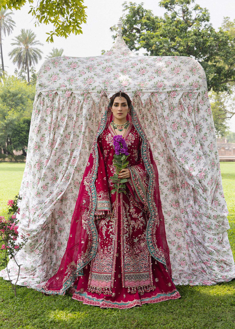 Hussain Rehar Festive Embroidered Korean Raw Silk Unstitched 3Pc Suit - SHER BANO