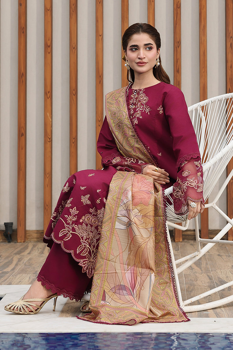 Rang Rasiya Florence Festive Embroidered Lawn Unstitched 3Pc Suit - SHIRIN