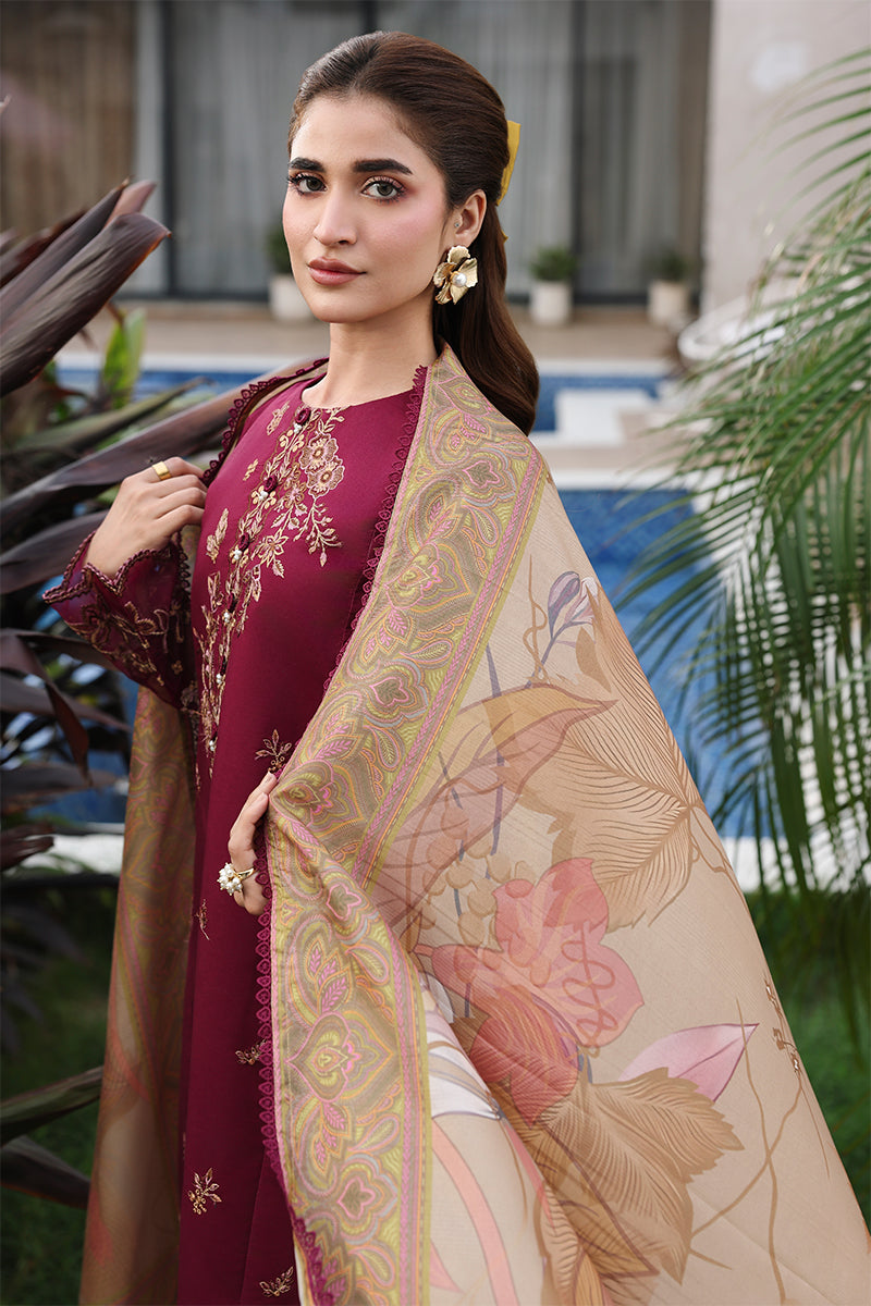 Rang Rasiya Florence Festive Embroidered Lawn Unstitched 3Pc Suit - SHIRIN