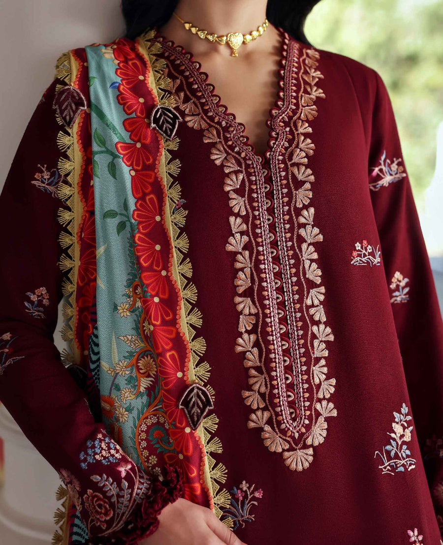 Republic Womenswear Amaris Unstitched Karandi 3Pc Suit D-04 Sienna
