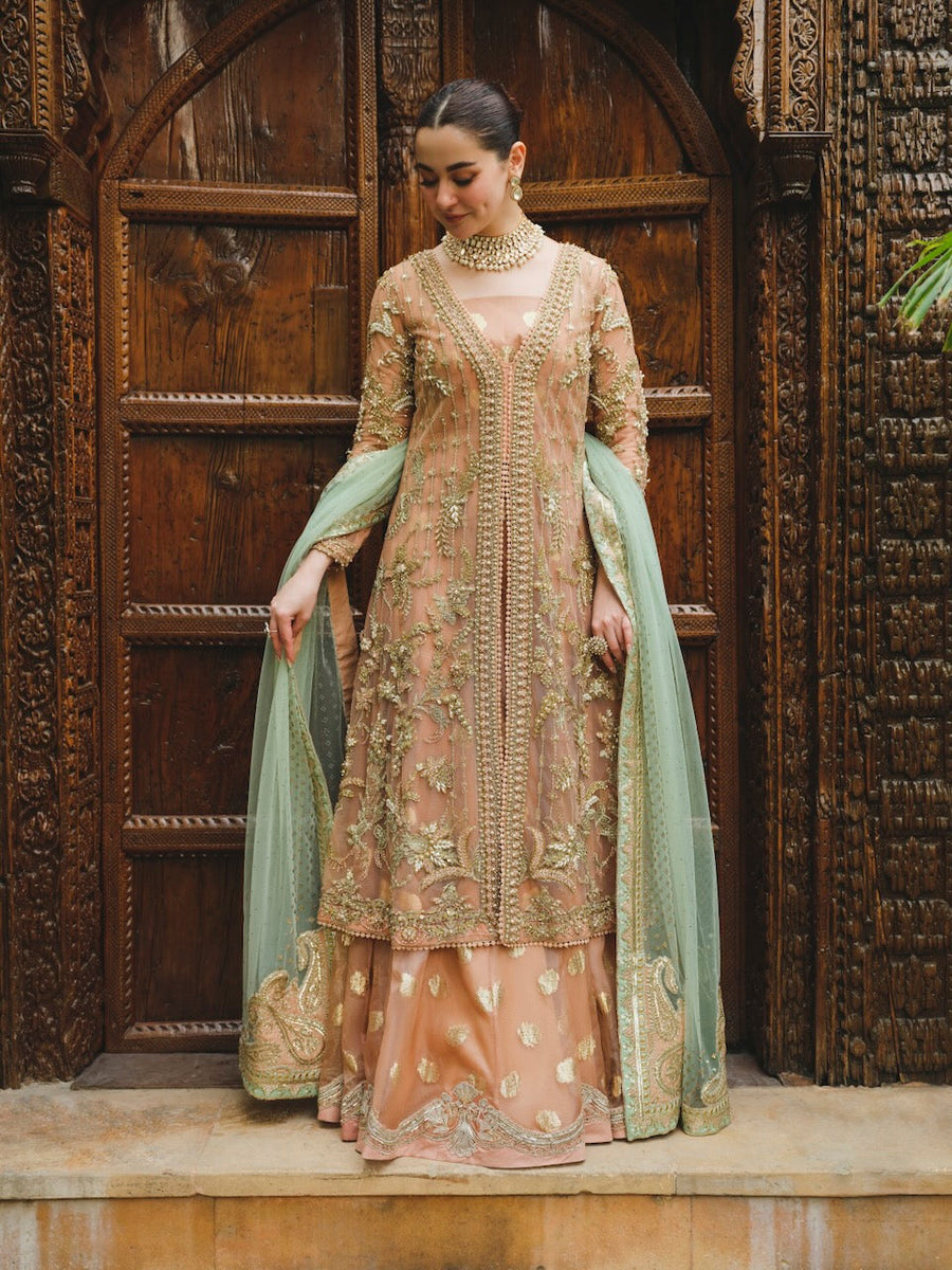Saira Shakira Embroidered Net Unstitched Wedding Suit - SIENNA