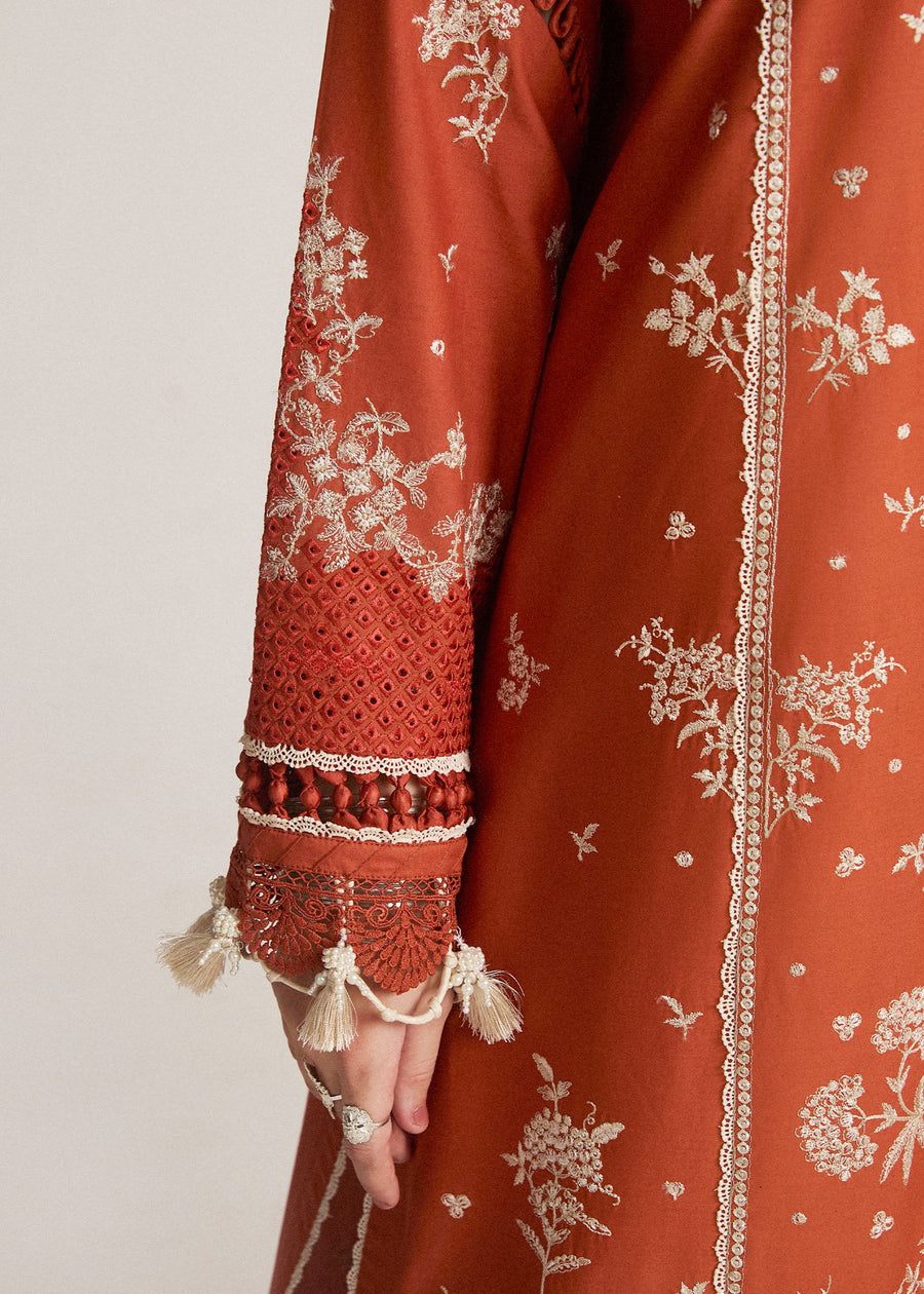 Hussain Rehar Embroidered Luxury Lawn Unstitched 3Pc Suit D-08 SIENNA